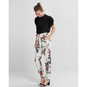 Express Floral High Waist Ankle Dress Pants